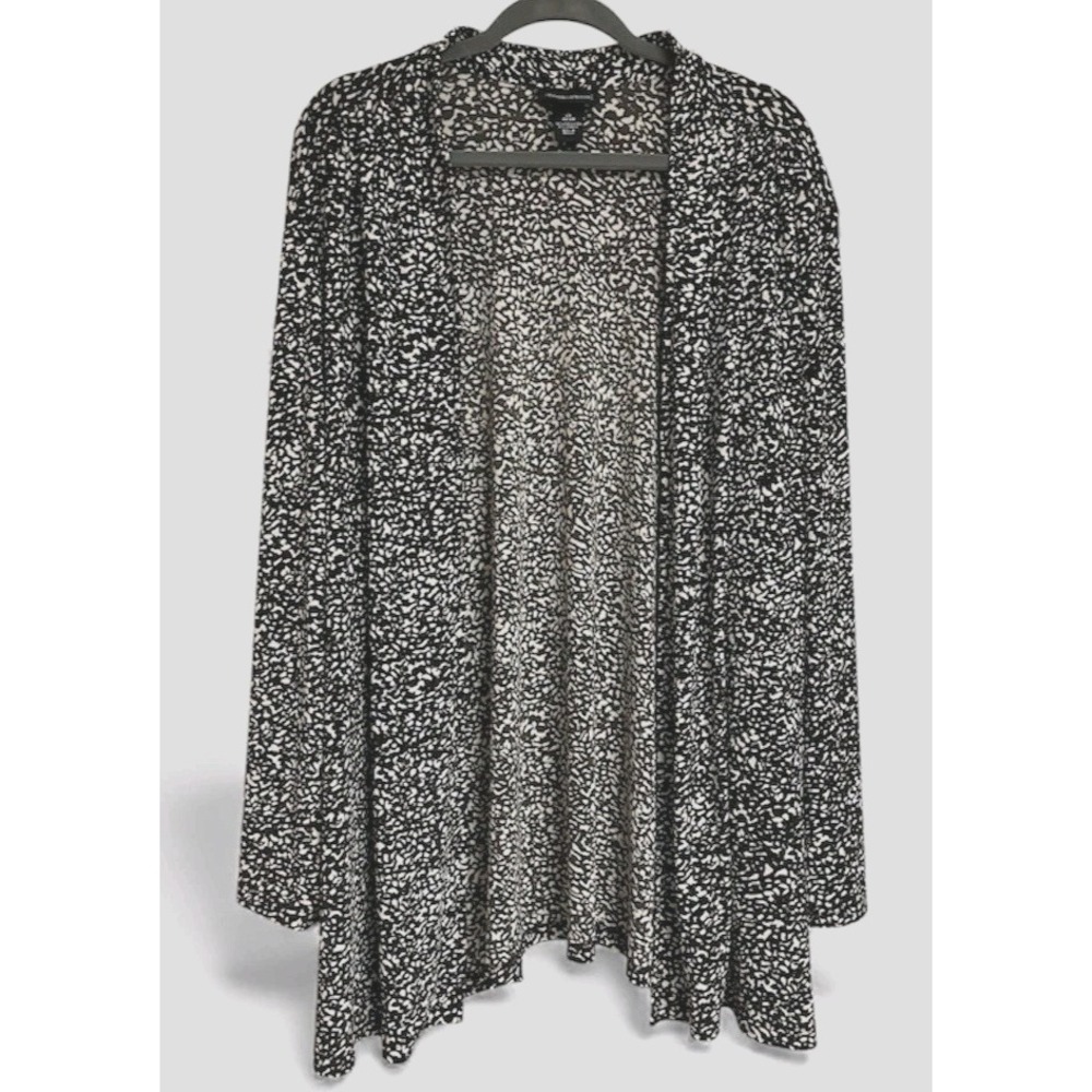 Maggie Barnes Cardigan Brown White Print sz 2X (22/24) Flowy Office Timeless